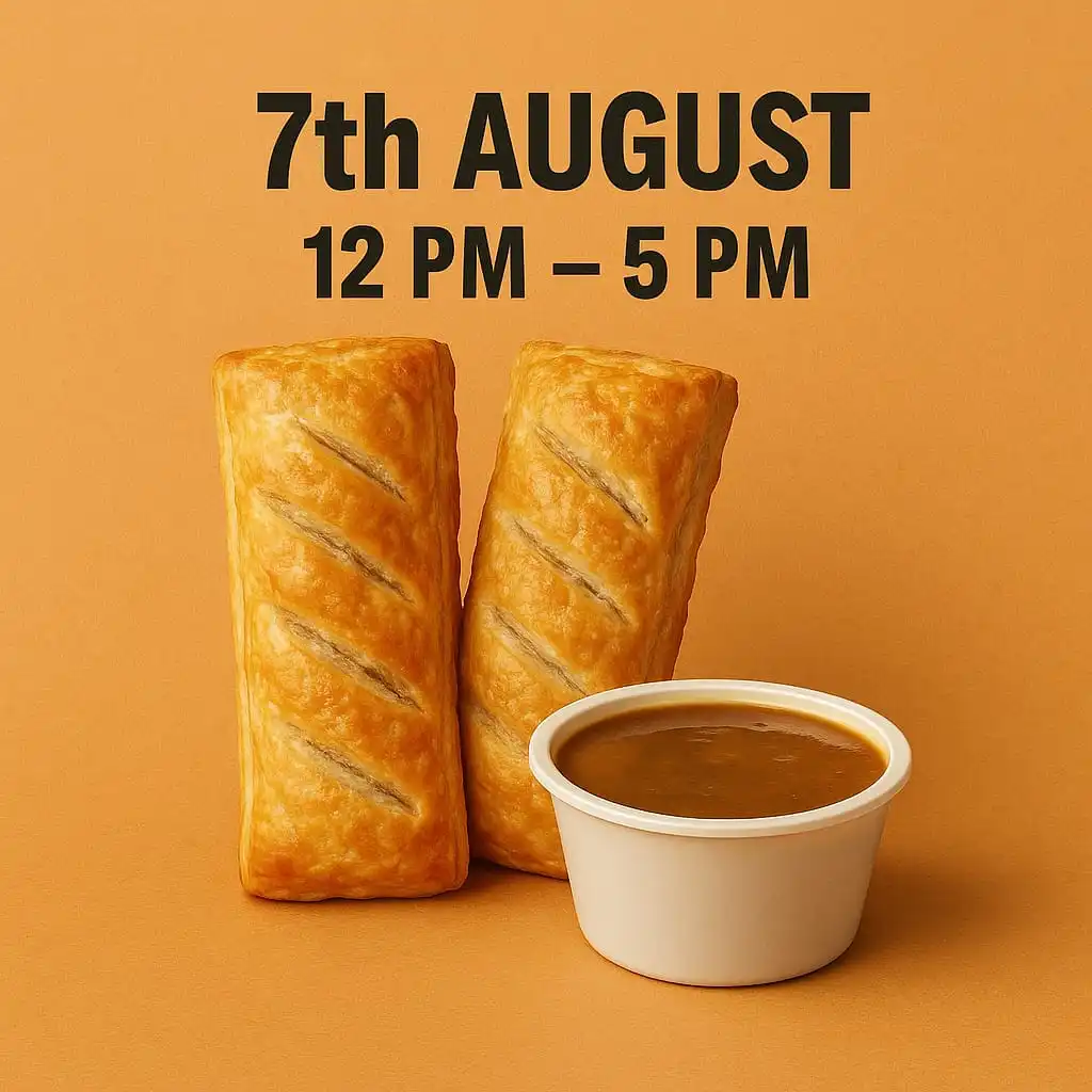 The Delicious Greggs × KFC Gravy Meets Pastry Bucket 2025 1 Greggs × KFC Gravy Meets Pastry Bucket filled with golden flaky pastries served with rich KFC gravy in a branded sharing bucket.