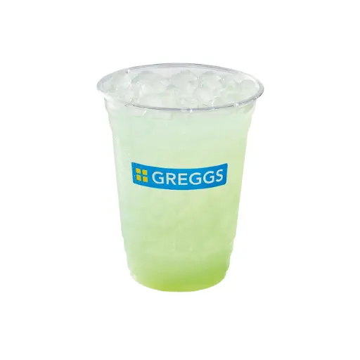 Greggs Menu And Updated Prices In UK 2025 59 A chilled glass of mint lemonade with ice cubes, fresh mint leaves, and lemon slices, glowing with a pale yellow, refreshing look.