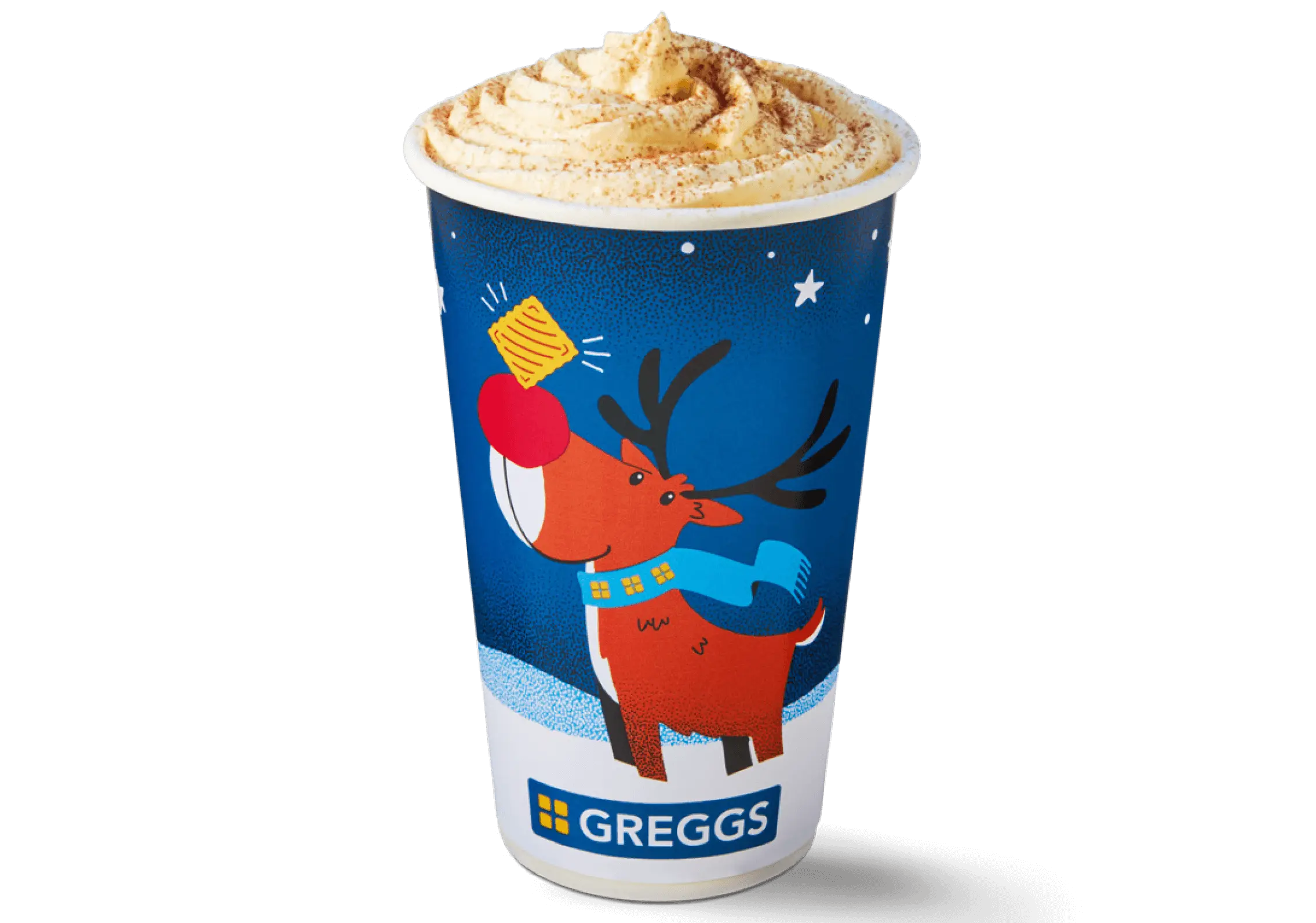 Greggs Menu And Updated Prices In UK 2025 26 “A large gingerbread latte topped with whipped cream and spiced sugar sprinkles in a festive cup.