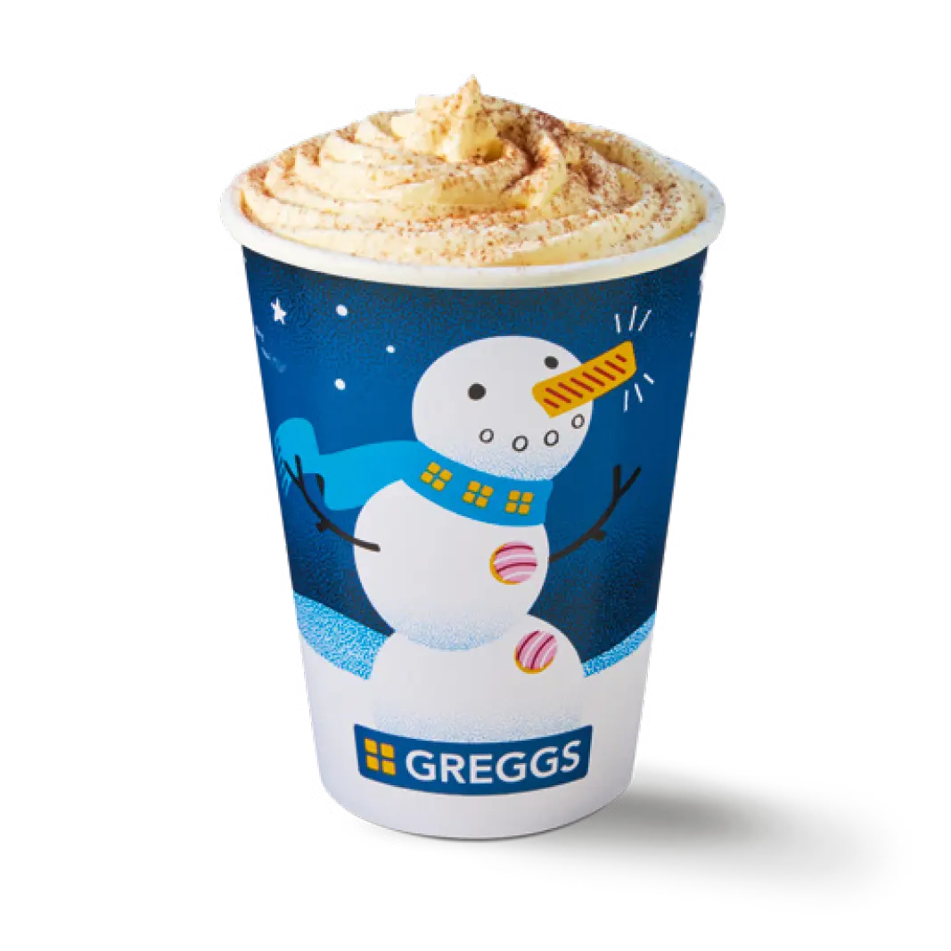 Greggs Menu And Updated Prices In UK 2025 27 Regular Gingerbread Latte with creamy steamed milk, rich espresso, and a swirl of whipped cream topped with spiced sugar sprinkles